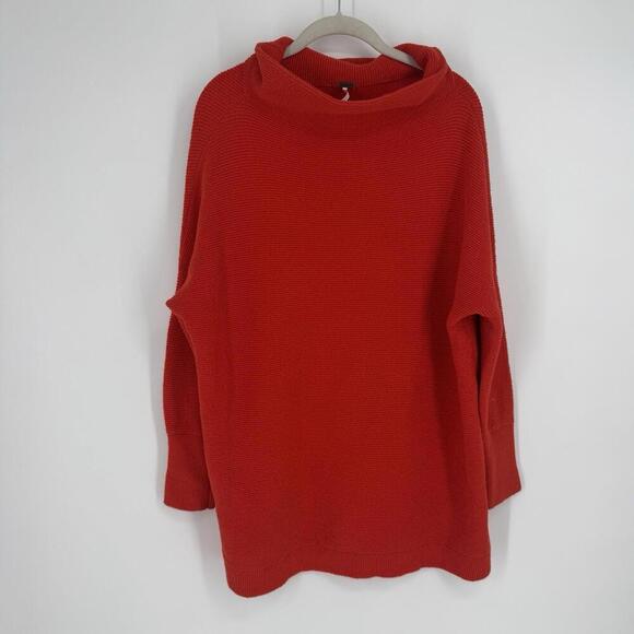 Free People Sweater  small S orange sloutchy ottoman tunic fall pumpkin baggy - Picture 2 of 7